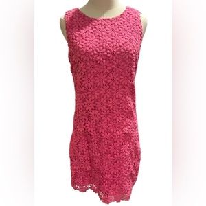 Lilly Pulitzer Lela Shift Crotchet Lace Cotton Lined Dress in Hotty Pink Sz 6